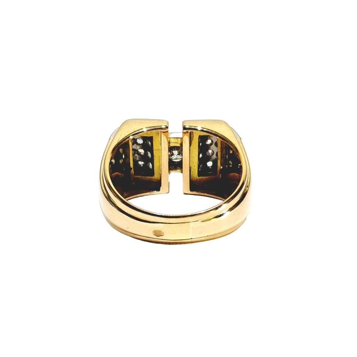 Bague Tank en or blanc, or rose et diamants - Castafiore