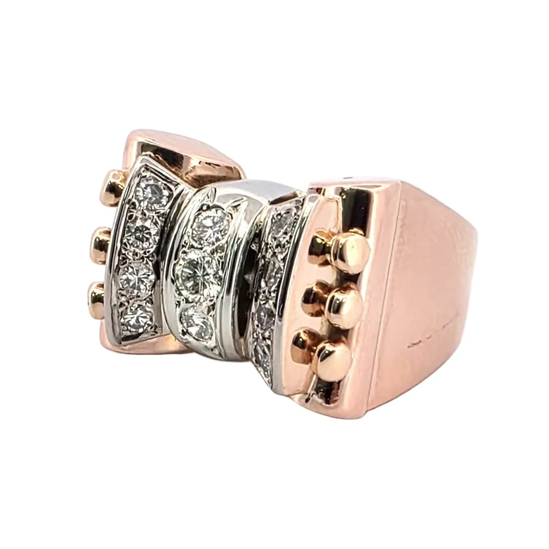 Bague Tank en or blanc, or rose et diamants - Castafiore