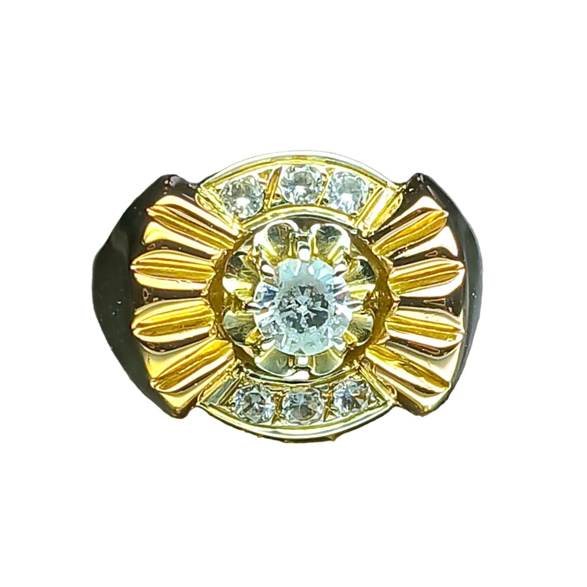 Bague Tank en or blanc, or rose et topazes - Castafiore