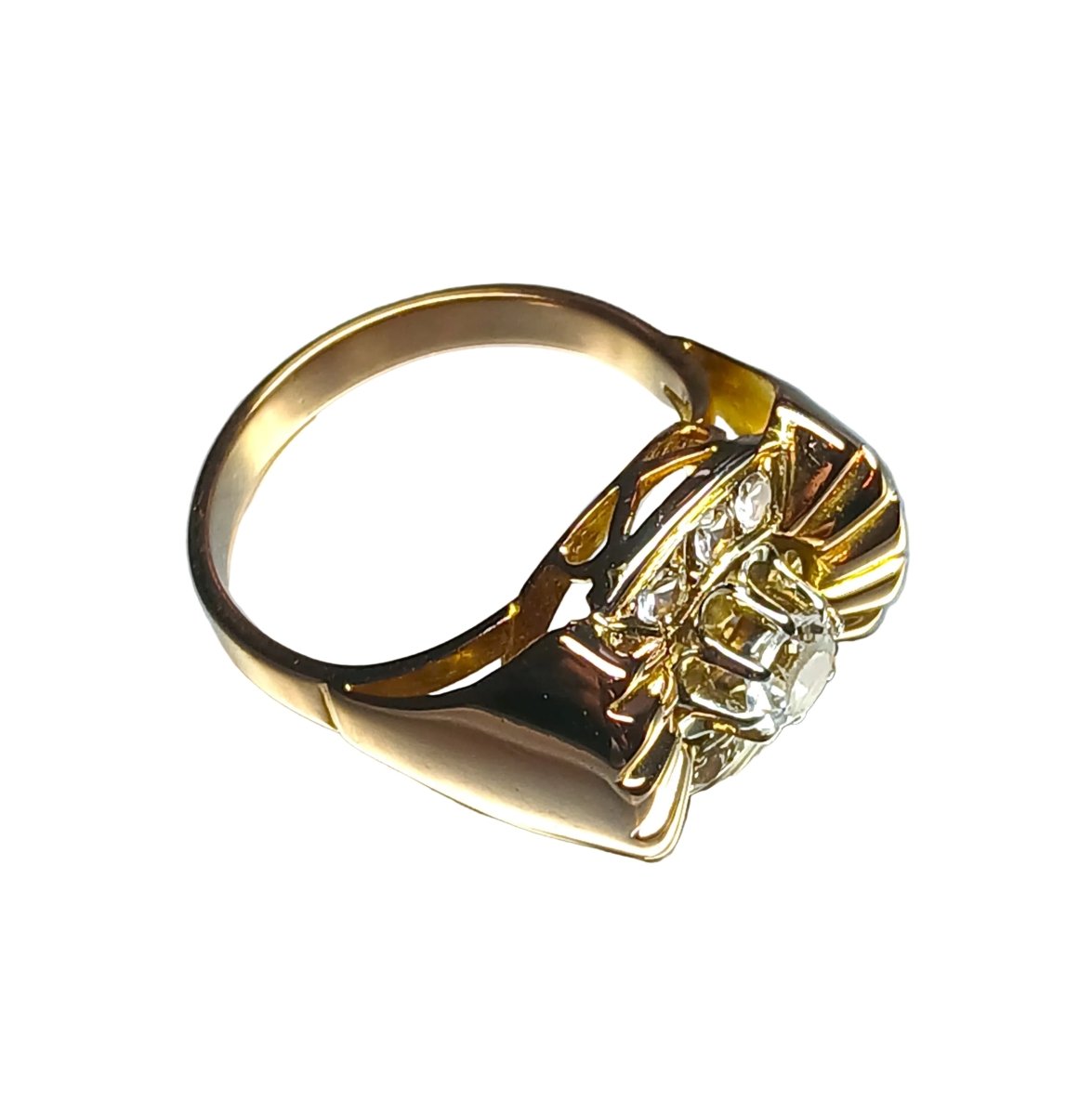 Bague Tank en or blanc, or rose et topazes - Castafiore