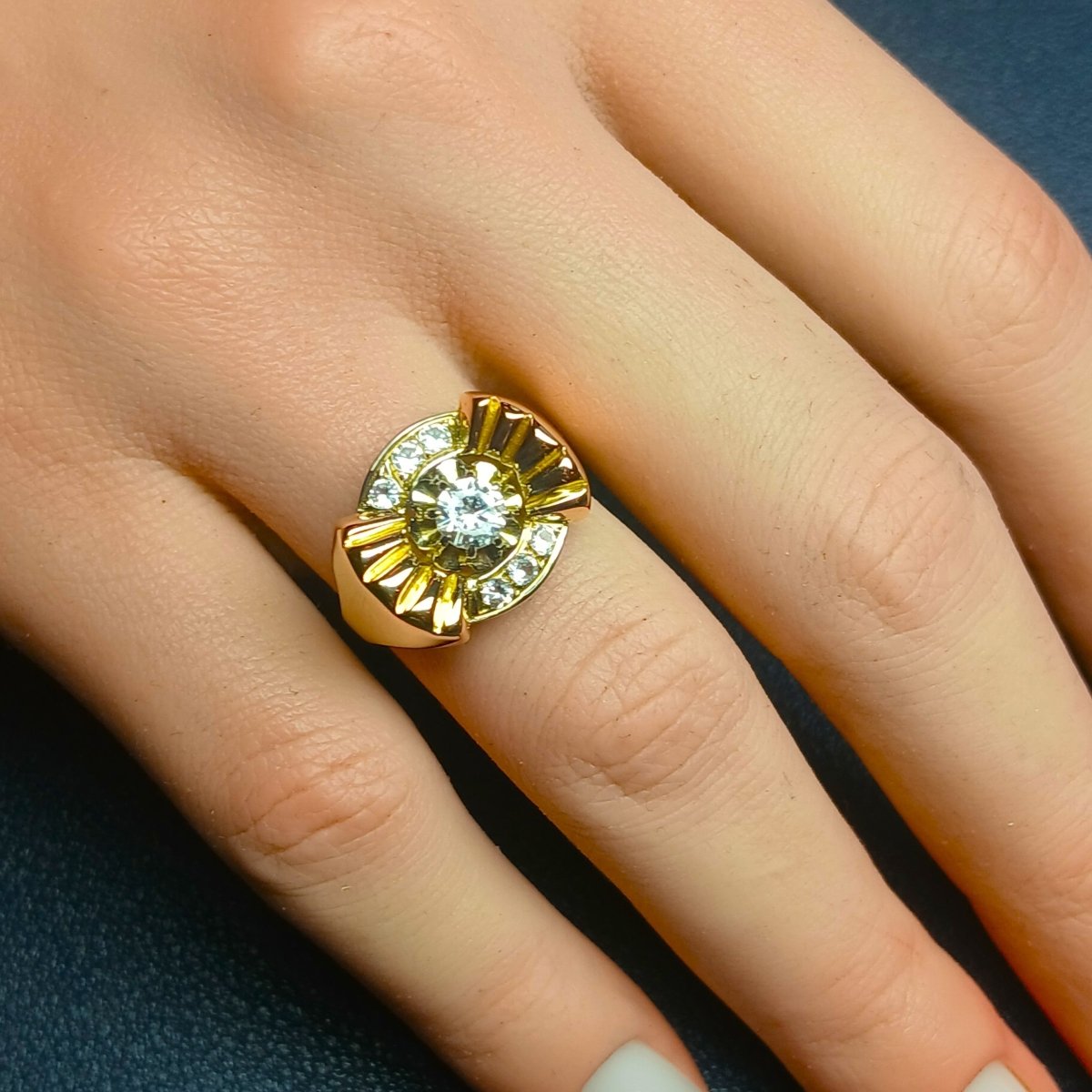Bague Tank en or blanc, or rose et topazes - Castafiore