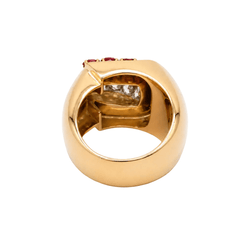 Bague Tank en or blanc, or rose, rubis et diamants - Castafiore
