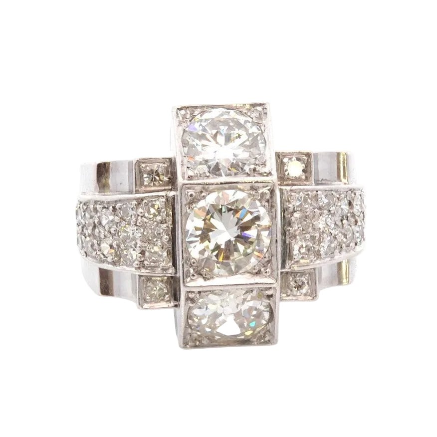 Bague Tank en or blanc, platine et diamants - Castafiore