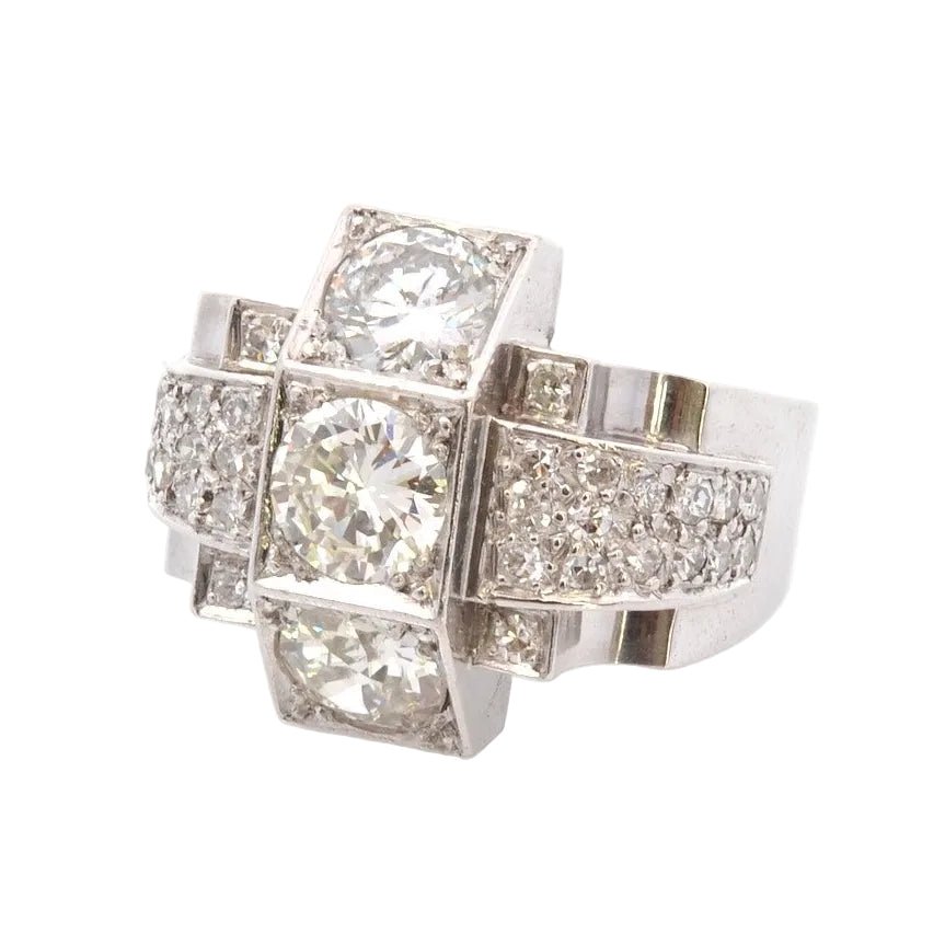 Bague Tank en or blanc, platine et diamants - Castafiore
