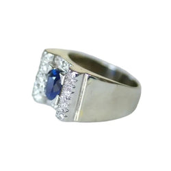 Bague Tank en or blanc, platine, saphir et diamants - Castafiore