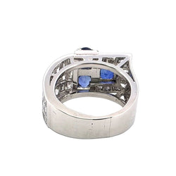 Bague Tank en or blanc, saphirs et diamants - Castafiore