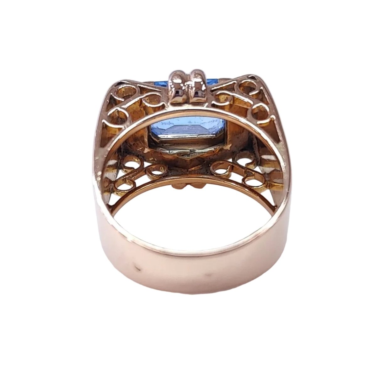 Bague Tank en or et aigue - marine - Castafiore