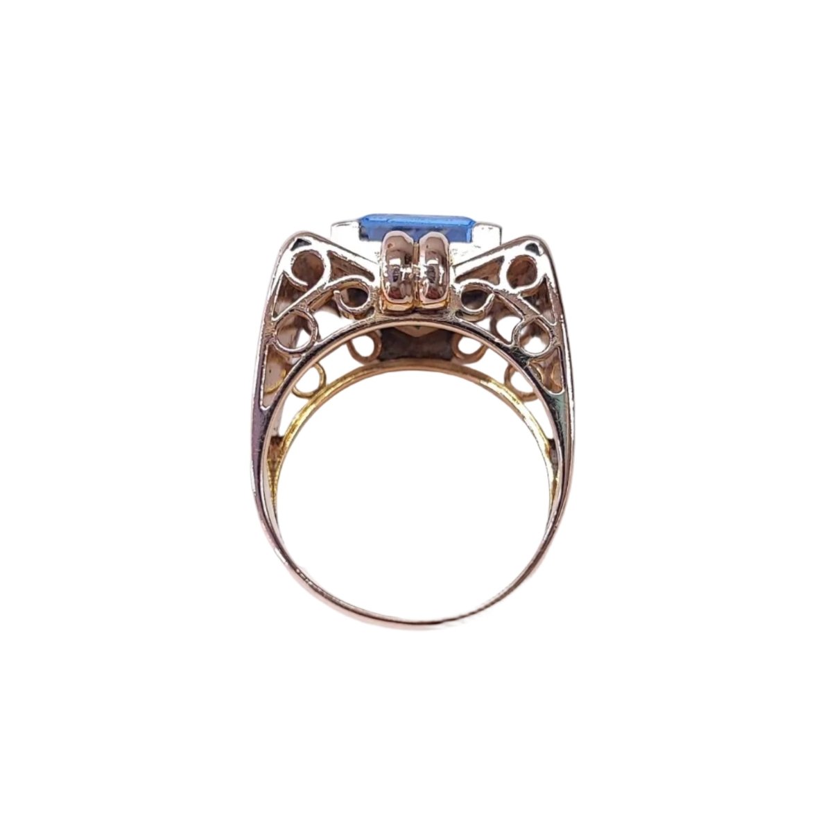 Bague Tank en or et aigue - marine - Castafiore