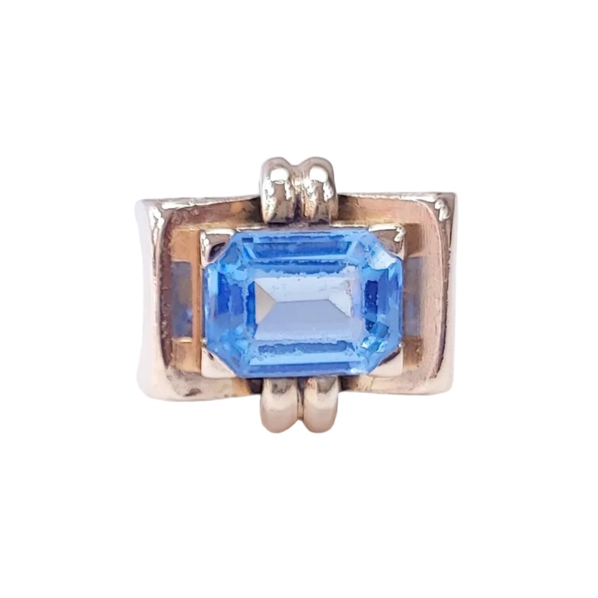 Bague Tank en or et aigue - marine - Castafiore