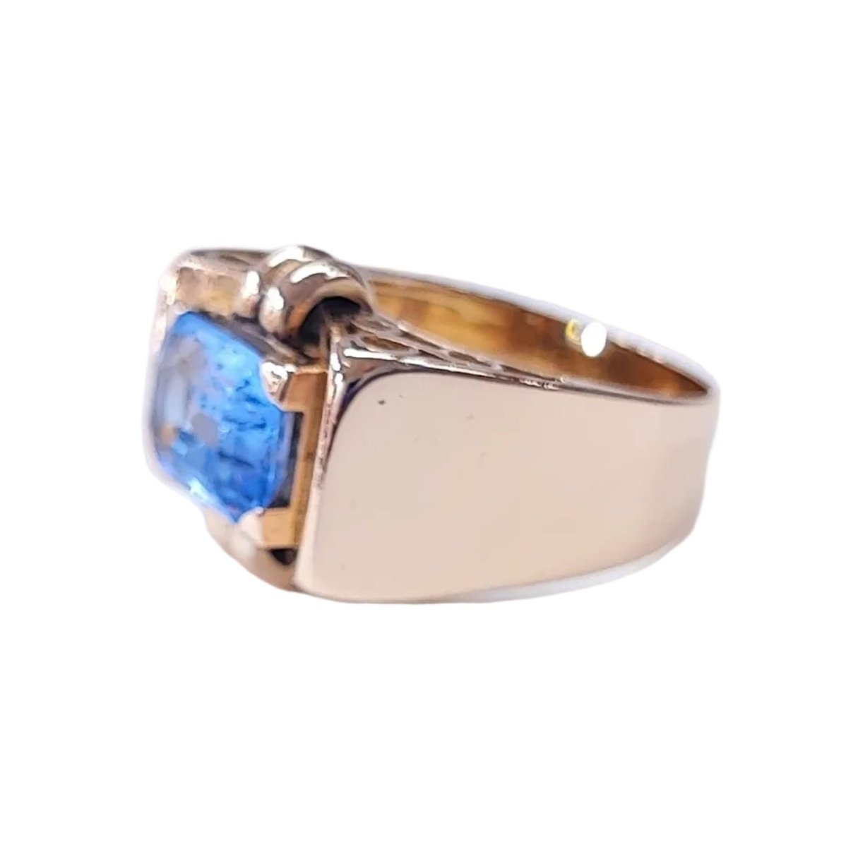 Bague Tank en or et aigue - marine - Castafiore