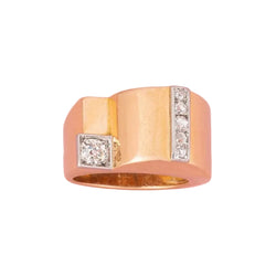 Bague tank en or jaune 18 carats et diamants - Castafiore