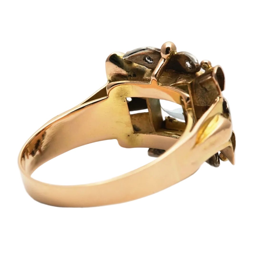 Bague Tank en or jaune, aigue-marine et diamants - Castafiore