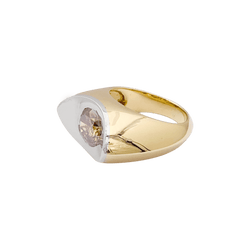 Bague Tank en or jaune, blanc et diamant brun - Castafiore