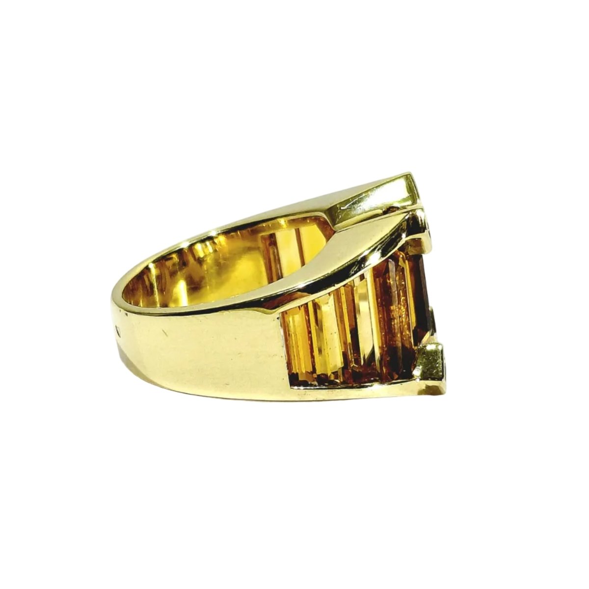 Bague Tank en or jaune, citrines et diamants - Castafiore