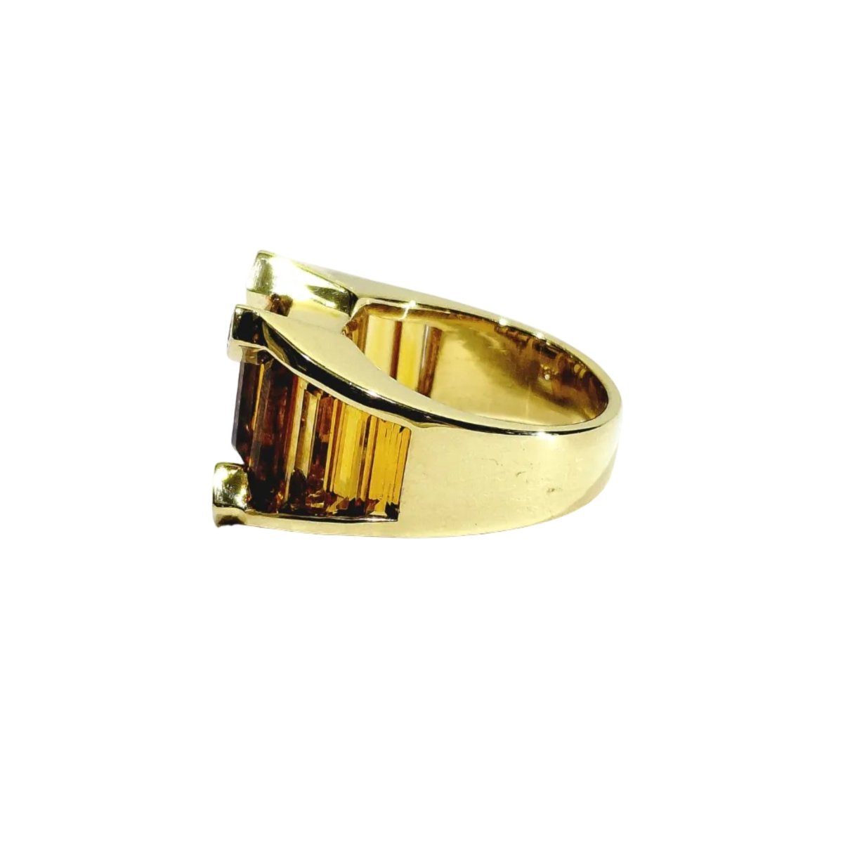 Bague Tank en or jaune, citrines et diamants - Castafiore