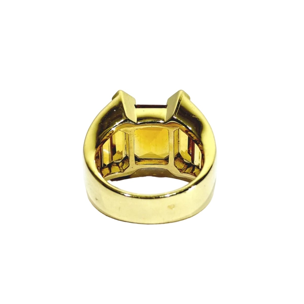 Bague Tank en or jaune, citrines et diamants - Castafiore