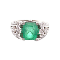 Bague Tank en or jaune, émeraude et diamants - Castafiore