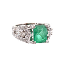 Bague Tank en or jaune, émeraude et diamants - Castafiore