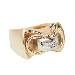 Bague Tank en or jaune et blanc et diamants - Castafiore