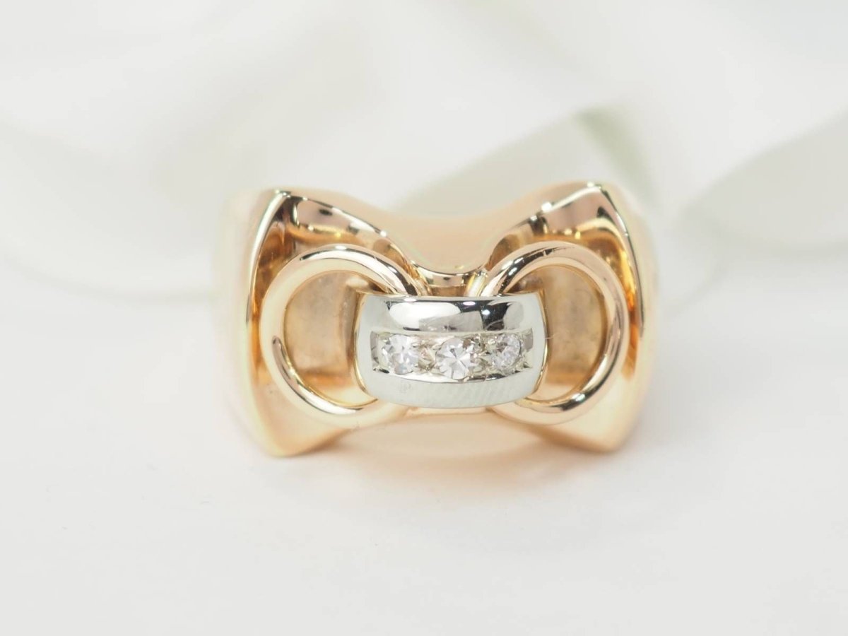 Bague Tank en or jaune et blanc et diamants - Castafiore