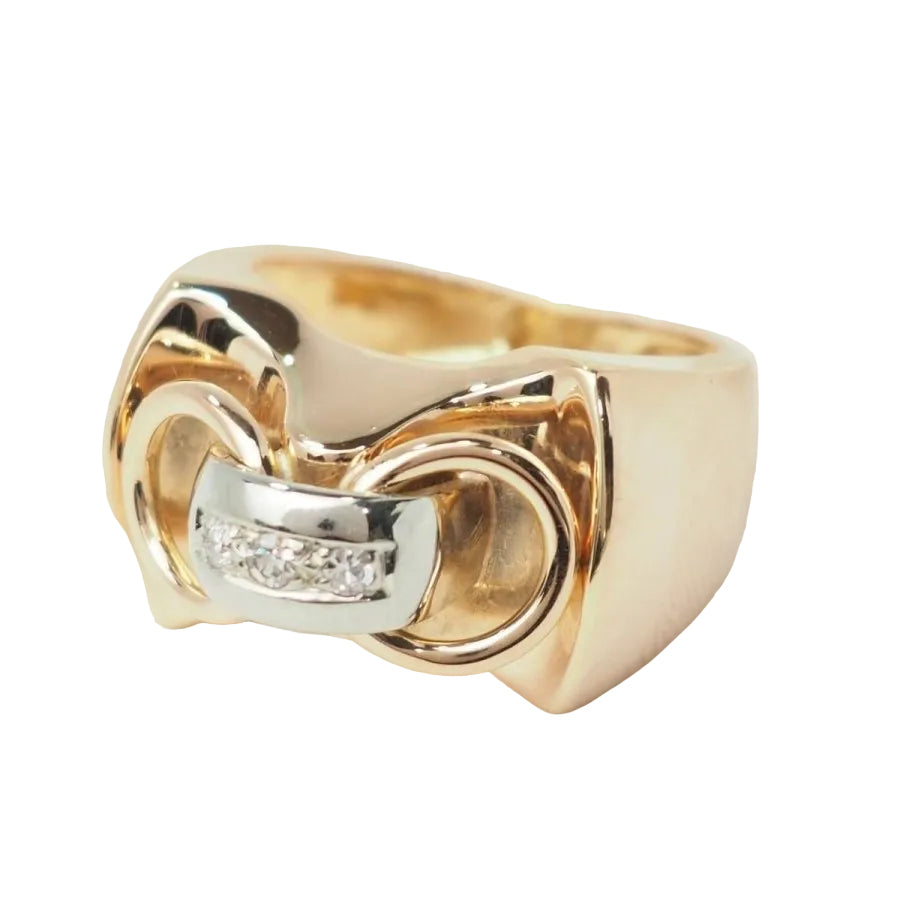Bague Tank en or jaune et blanc et diamants - Castafiore
