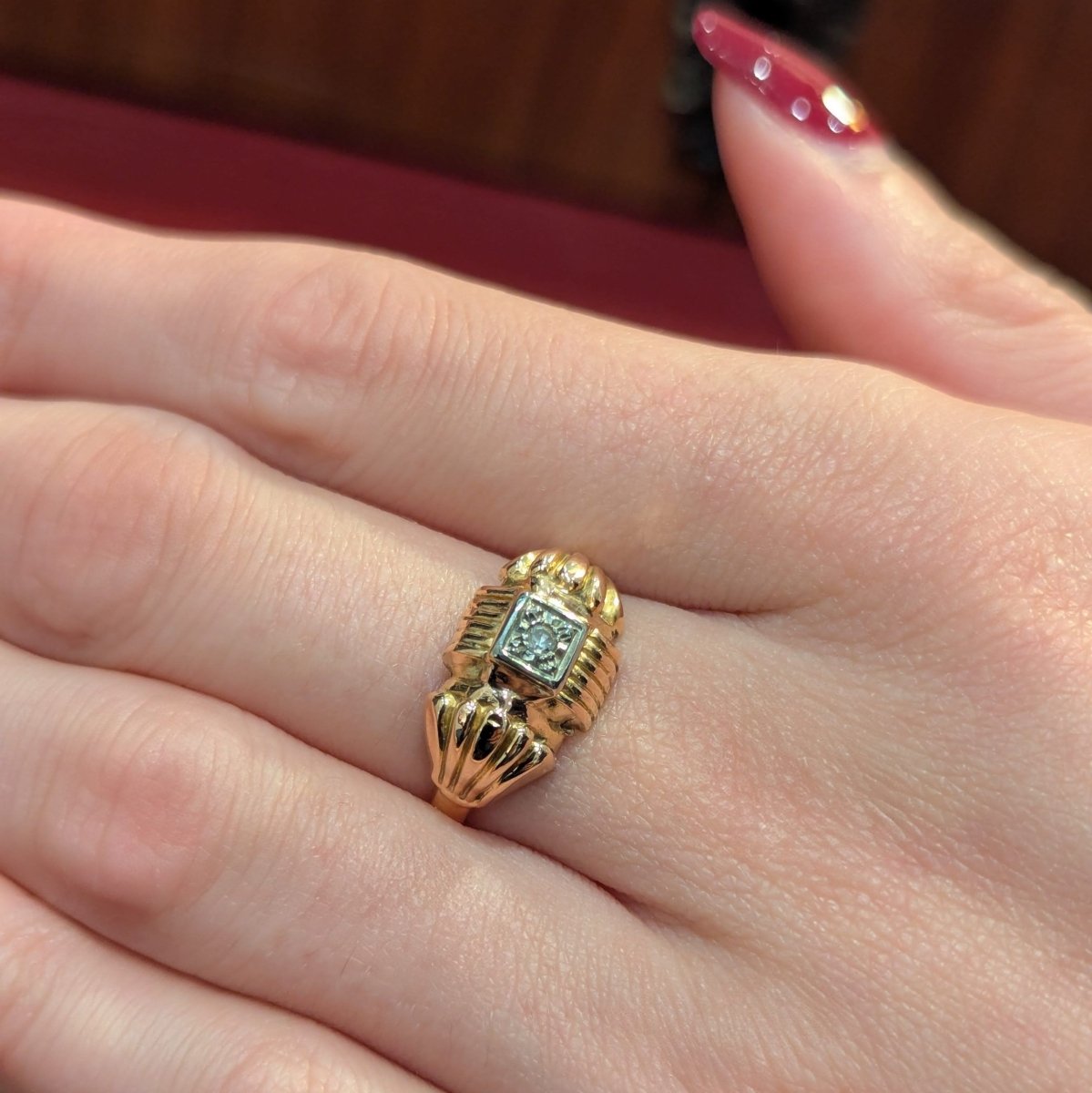 Bague Tank en or jaune et diamant - Castafiore