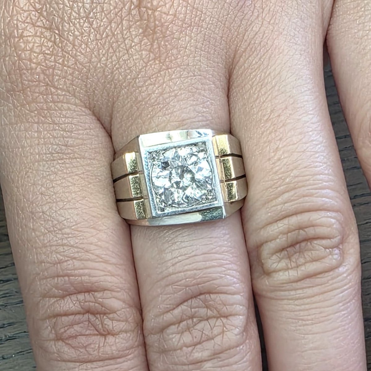Bague Tank en or jaune et diamant - Castafiore