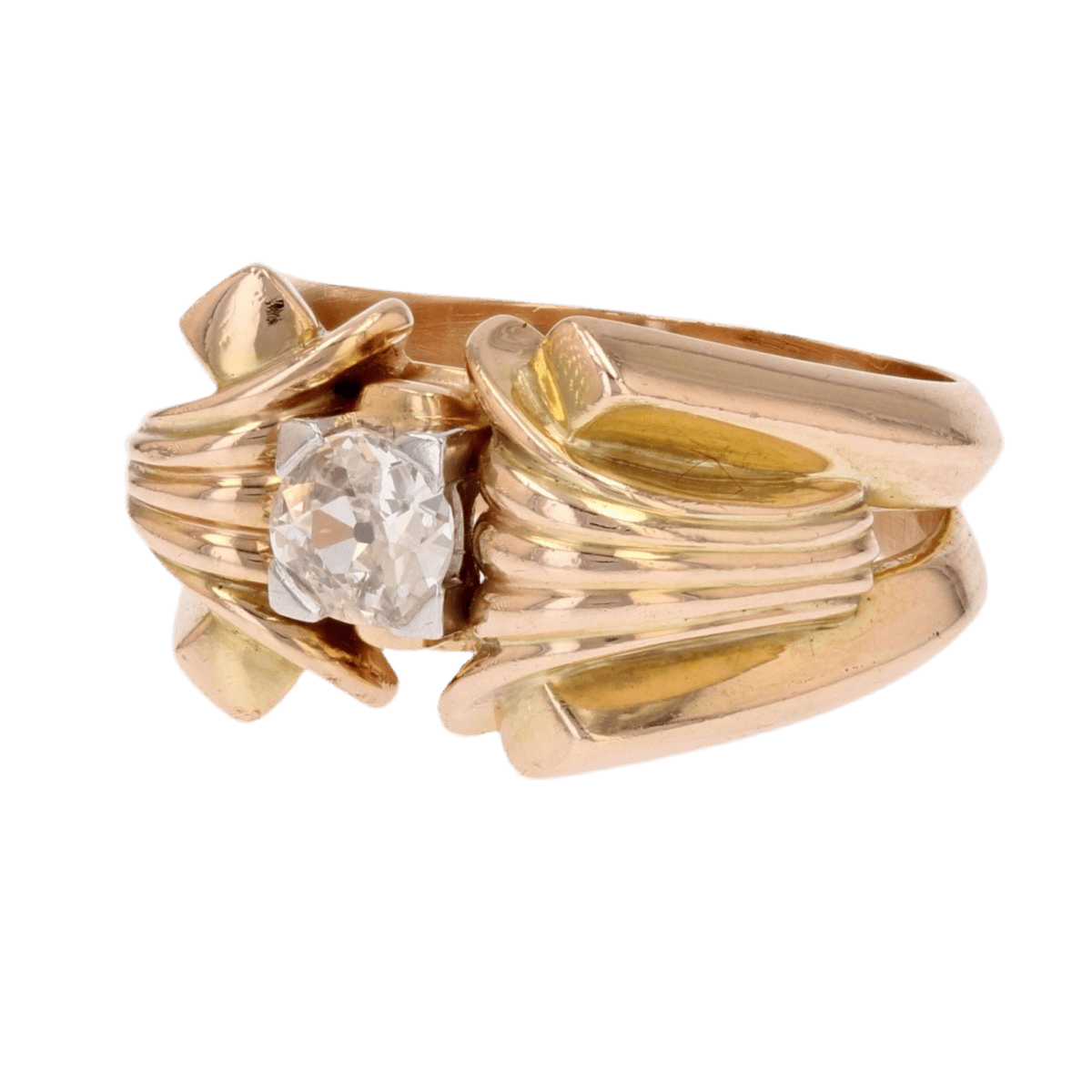 Bague Tank en or jaune et diamant - Castafiore