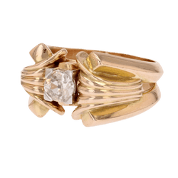 Bague Tank en or jaune et diamant - Castafiore