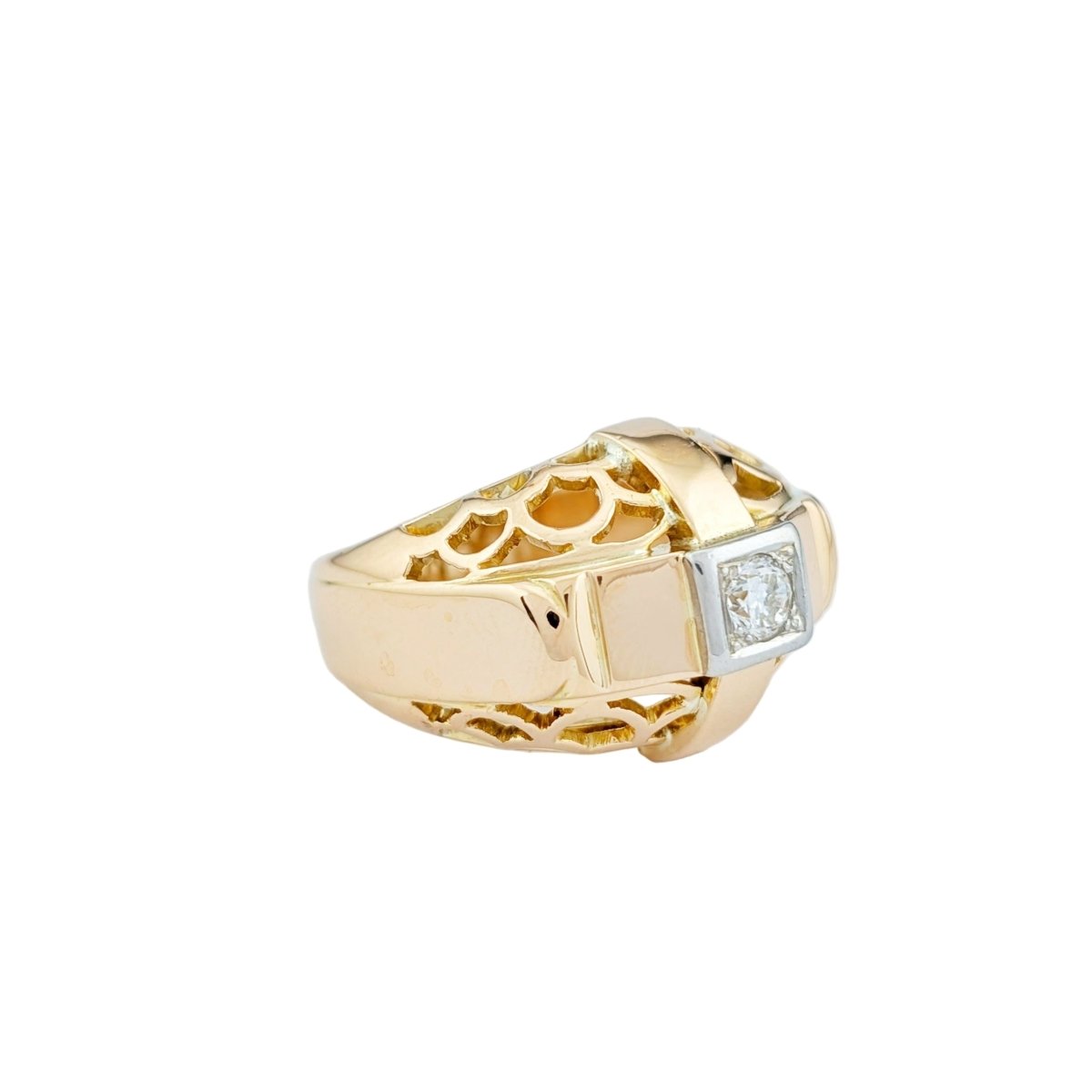 Bague Tank en or jaune et diamant - Castafiore
