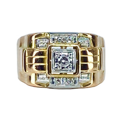 Bague Tank en or jaune et diamants - Castafiore
