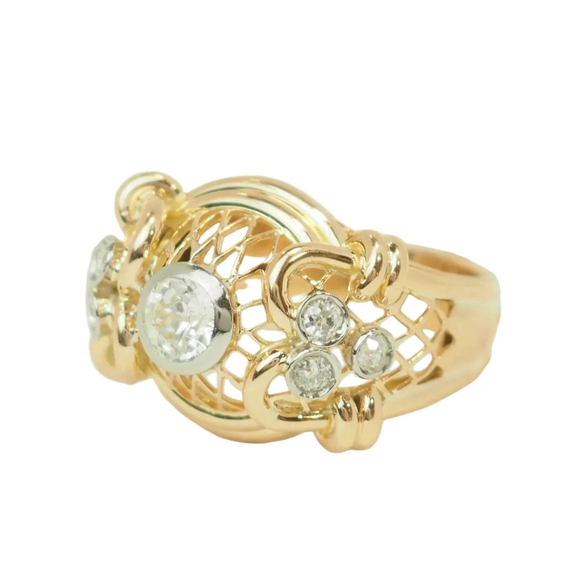 Bague Tank en or jaune et diamants - Castafiore