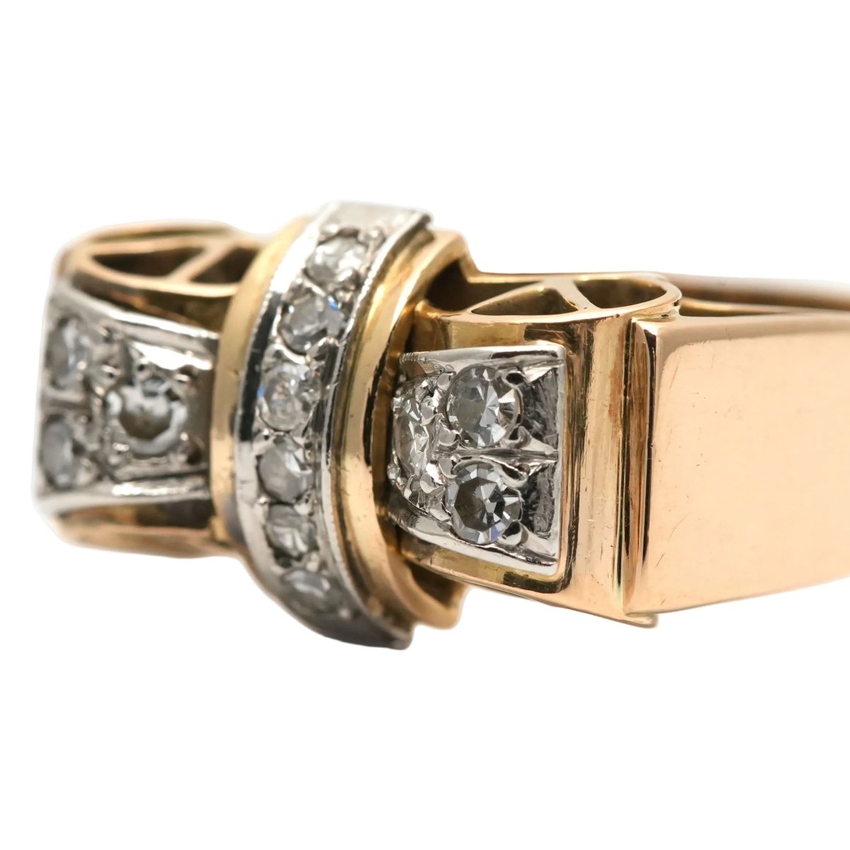 Bague Tank en or jaune et diamants - Castafiore