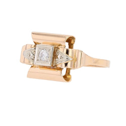 Bague Tank en or jaune et diamants - Castafiore