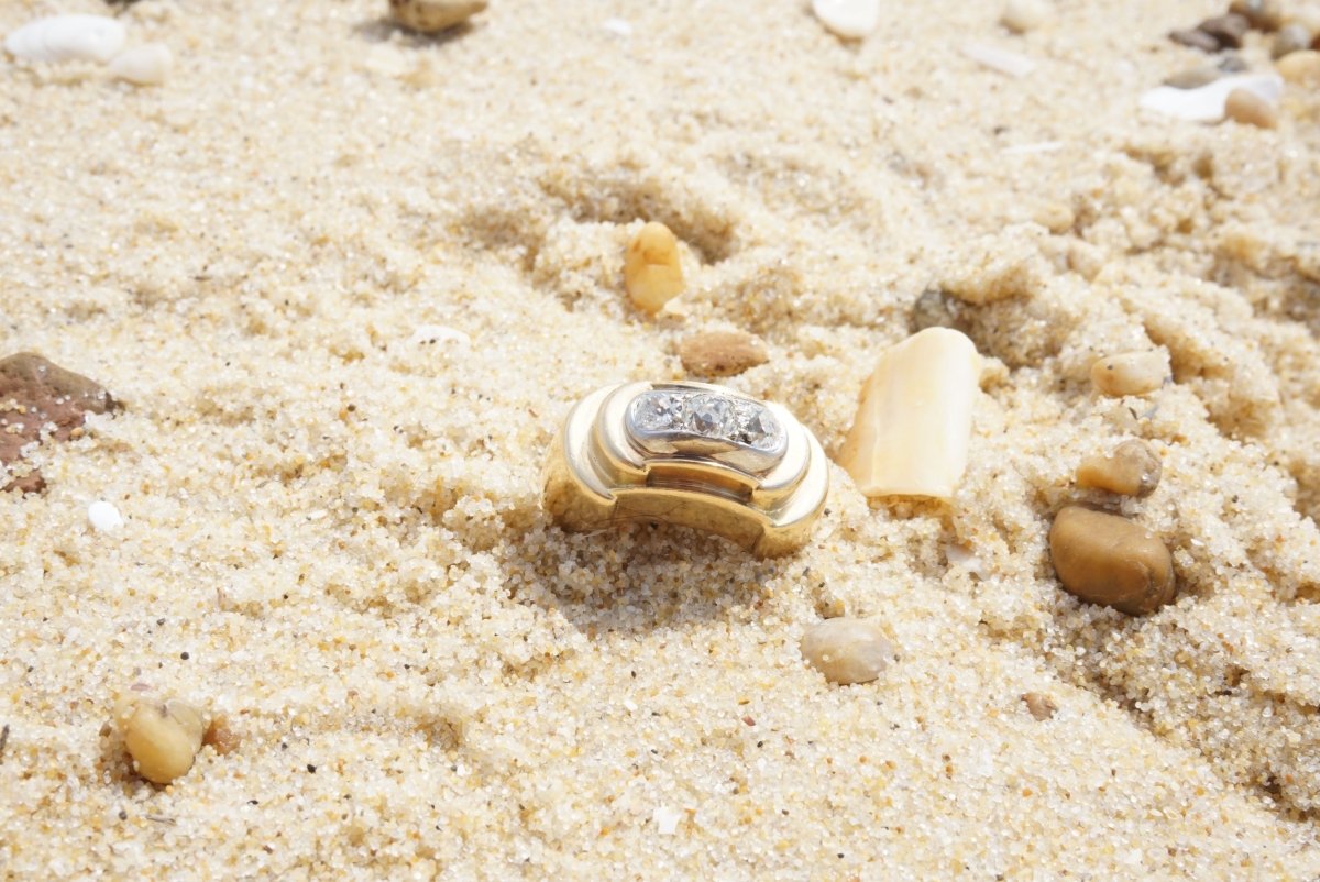 Bague Tank en or jaune et diamants - Castafiore