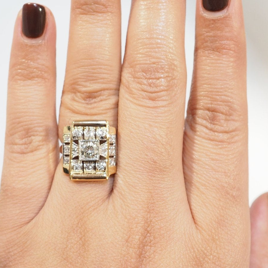 Bague Tank en or jaune et diamants - Castafiore