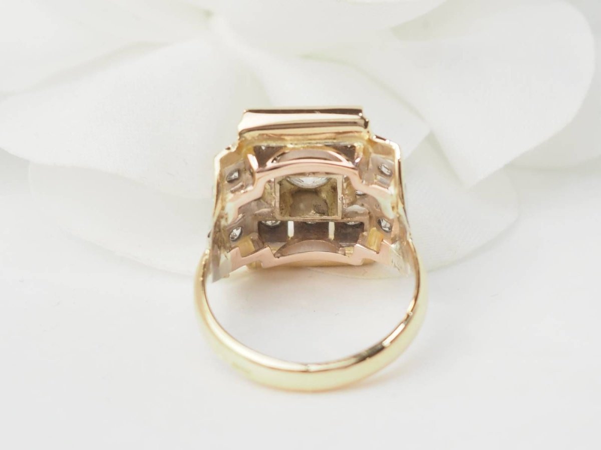 Bague Tank en or jaune et diamants - Castafiore