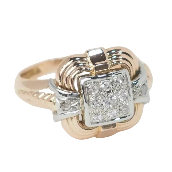 Bague Tank en or jaune et diamants - Castafiore