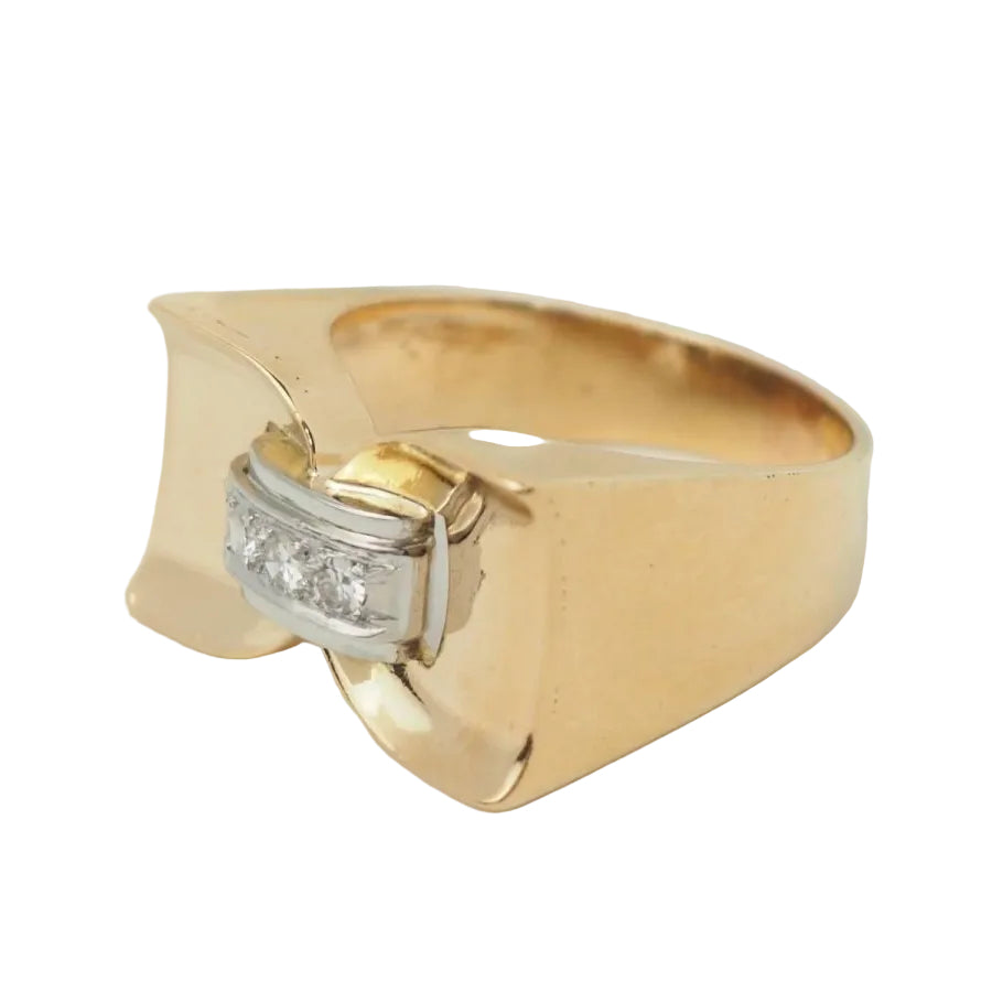Bague Tank en or jaune et diamants - Castafiore
