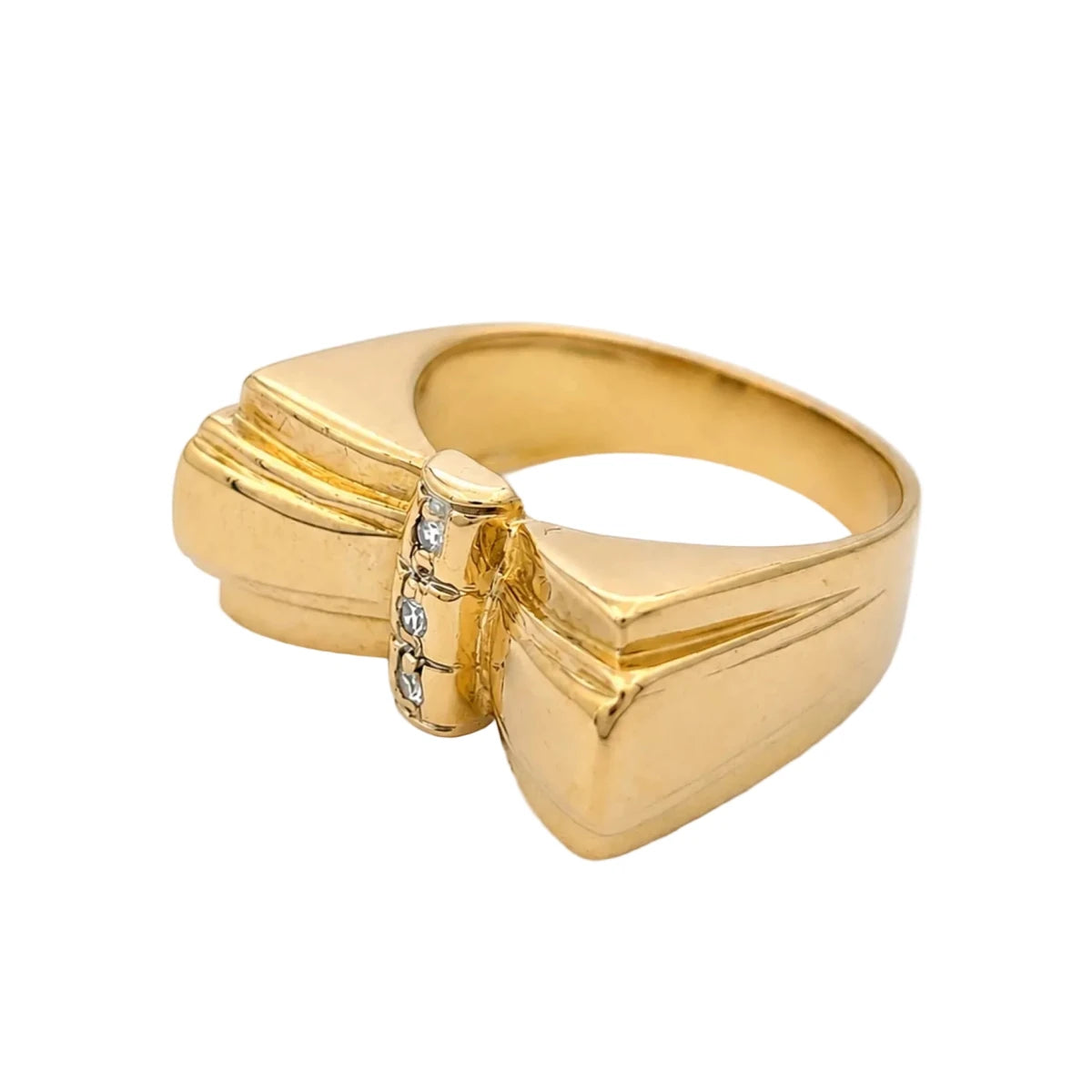 Bague Tank en or jaune et diamants - Castafiore