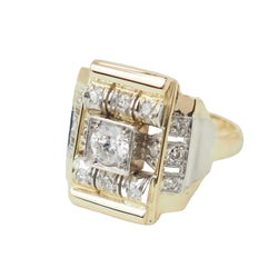 Bague Tank en or jaune et diamants - Castafiore