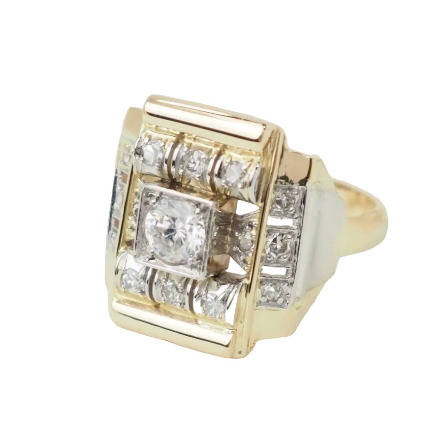 Bague Tank en or jaune et diamants - Castafiore