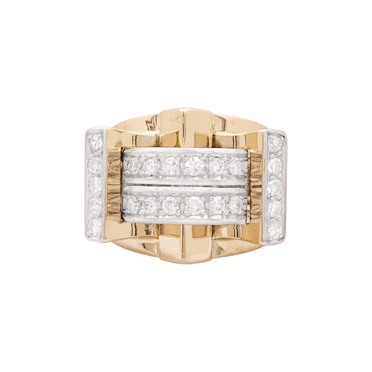 Bague Tank en or jaune et diamants - Castafiore