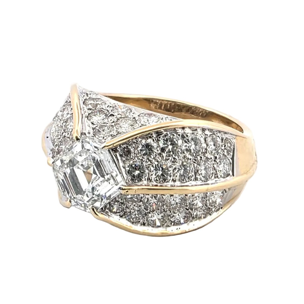 Bague Tank en or jaune et diamants - Castafiore
