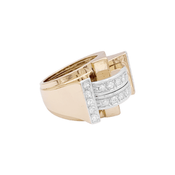 Bague Tank en or jaune et diamants - Castafiore