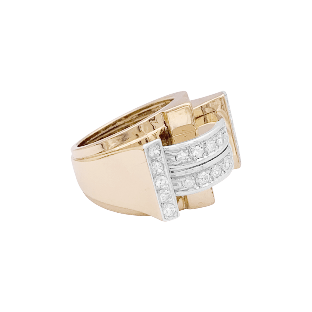 Bague Tank en or jaune et diamants - Castafiore