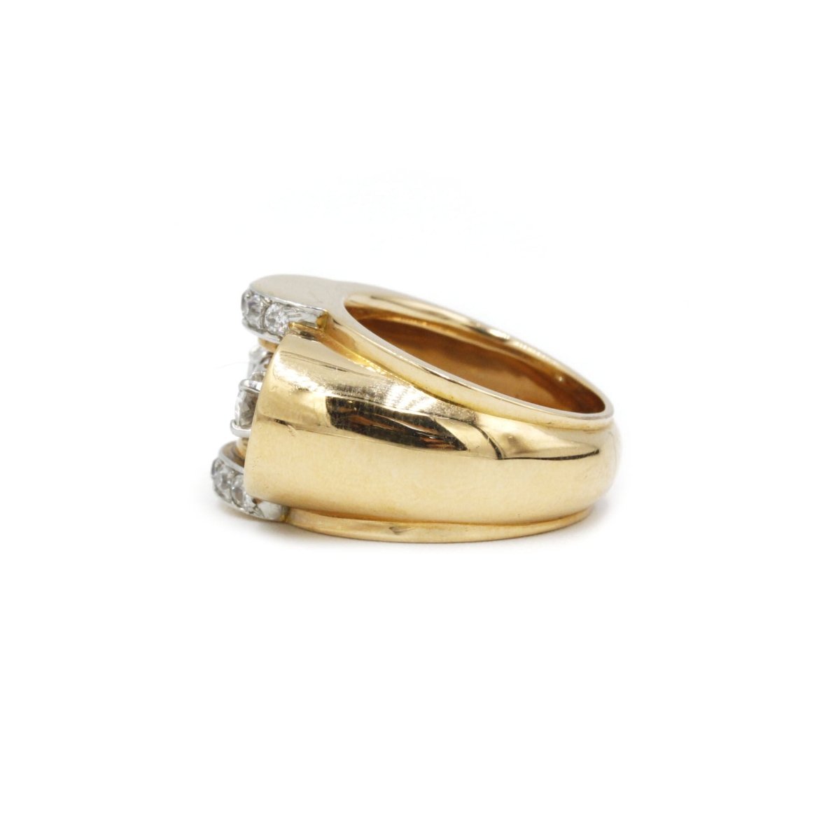 Bague Tank en or jaune et diamants - Castafiore