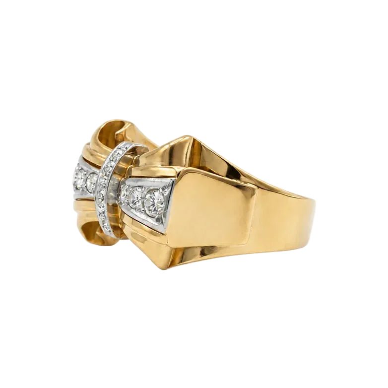Bague Tank en or jaune et diamants - Castafiore