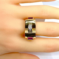 Bague Tank en or jaune et diamants - Castafiore