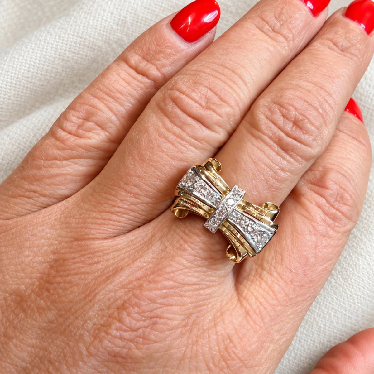 Bague Tank en or jaune et diamants - Castafiore